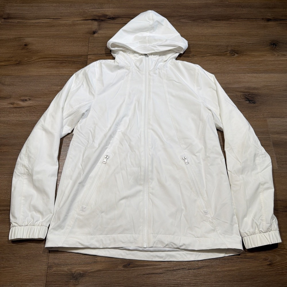 LULULEMON Size 6 Rise & Shine White Jacket III Full Zip Hood Jacket Vent W4ALSS